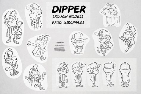 Model sheet for Dipper Pines (Gravity Falls, Disney, 2012) Dipper E Mabel, Dipper Y Mabel, Gravity Falls Characters, Expression Sheet, Gravity Falls Dipper, Character Turnaround, Fall Drawings, Dipper And Mabel, Character Model Sheet