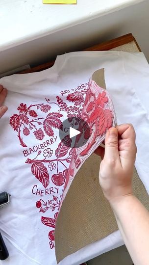 1.4K views · 1.3K reactions | Printing t-shirts using lino with @juliatriayillustrations 

Some of you have been asking some questions on how I print my tees and if they can be washed so I thought I would show you a step by step guide of my process to making these tees ✨🍒

#illustration #lino #berries #girlie #linocut #method #process #howto #linocut #smallbusiness | Currant App | currant.life · Original audio Linocut Printing, Hobby Farming, Gelli Printing, Sketch Ideas, Some Questions, Hobby Farms, Tshirt Art, Birthday Wishlist, Making Shirts