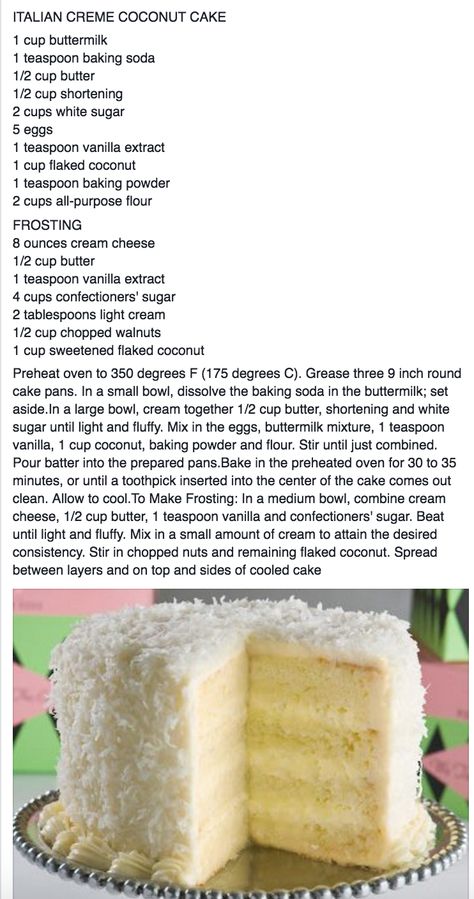 Italian Cream Coconut Cake Recipe, Coconut Creme Cake, Italian Creme Cake Recipe, Italian Coconut Cream Cake, Best Coconut Cake Recipe Ever, Moist Coconut Cake Recipe, Italian Creme Cake, Coconut Cake Recipes, Best Coconut Cake Recipe