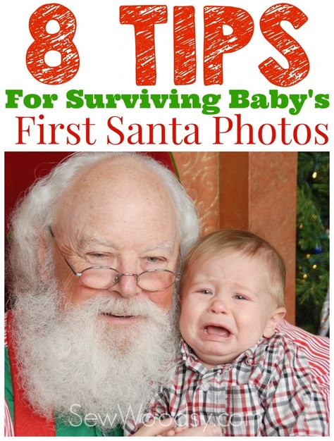 8 Tips For Surviving Baby's First Santa Photos First Picture With Santa, First Santa Picture Outfit, First Santa Picture, Baby And Santa Pictures, Santa Pictures With Baby, Baby With Santa Pictures, Baby Pictures With Santa, Funny Santa Pictures, Photos With Santa