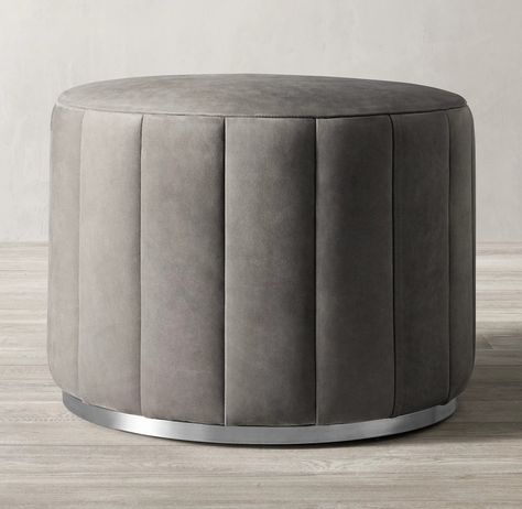 Round Leather Ottoman, Centre Table Living Room, Stylish Living Room Furniture, Bed Back Design, Room Color Combination, Sofa Design Wood, Luxury Furniture Sofa, Interior Design Drawings, Black And White Picture Wall