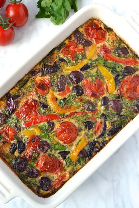 Greek Frittata (Whole30 - Keto - Paleo) - Every Last Bite Greek Frittata, Vegetarian Breakfast Casserole, Whole30 Breakfast Recipes, Whole 30 Breakfast, Frittata Recipes, Dairy Free Diet, Healthy Grains, Greek Chicken, Grain Free Recipes