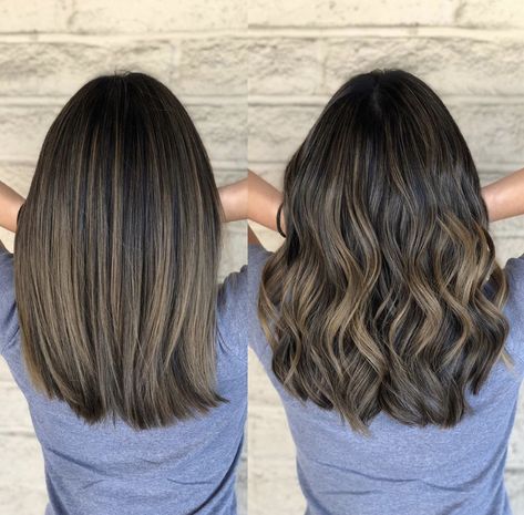 Baylage Straight Hair, Dark Brunette Balayage Hair, Dark Brunette Balayage, Balayage Hair Caramel, Black Hair Balayage, Balayage Hair Dark, Short Brown Hair, Asian Short Hair, Hair Color Auburn