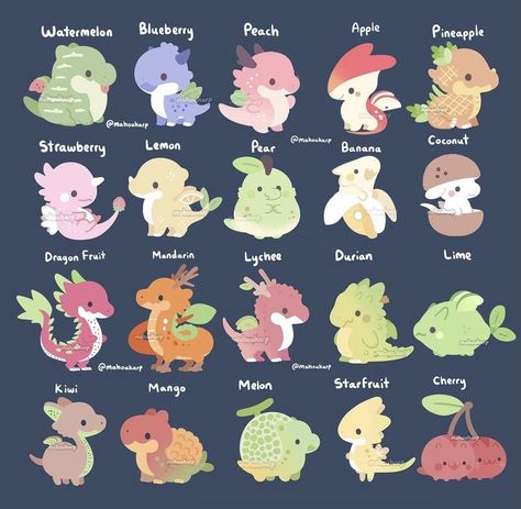 Cute Dragon Drawing, Types Of Dragons, Cute Kawaii Animals, Cute Funny Cartoons, Cute Sketches, Cute Animal Drawings Kawaii, Cute Doodles Drawings, Cute Kawaii Drawings, Cute Fruit