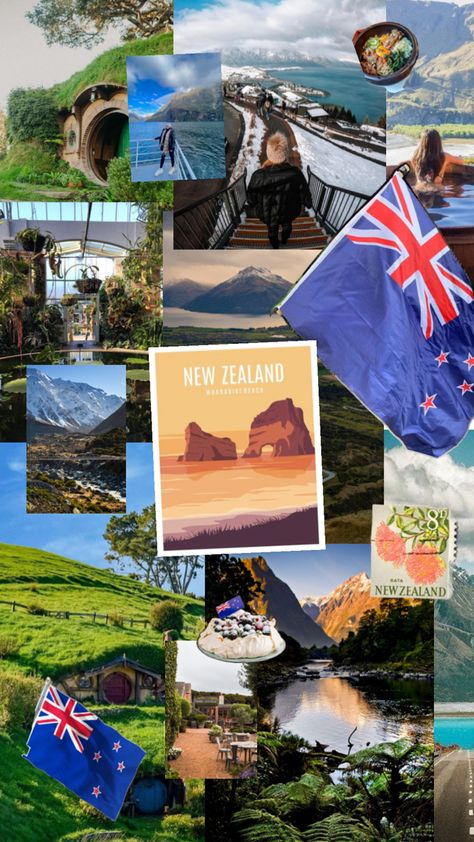 #collage #aesthetic #country #NewZealand #FoodInNewZealand #Auckland #culture #viralpost New Zealand Aesthetic, Aesthetic Country, Travel Collage, Travel Inspiration Destinations, Auckland City, Auckland New Zealand, New Year Wishes, Life Is A Journey, Vacation Places