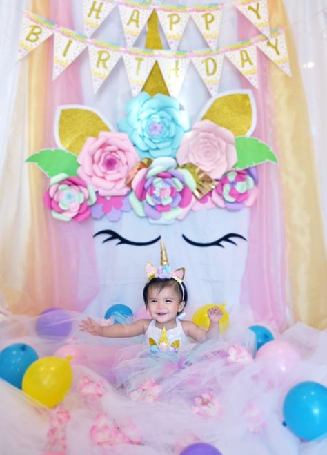 Unicorn themed photoshoot #unicorn Unicorn 1st Birthday Photoshoot, Unicorn Smash Cake Photoshoot, Unicorn Photoshoot Ideas, Unicorn Themed Photoshoot, Mother Daughter Unicorn Photoshoot, Birthday Behavior, Themed Photoshoot, Unicorn Birthday Invitations, 1st Birthday Photos