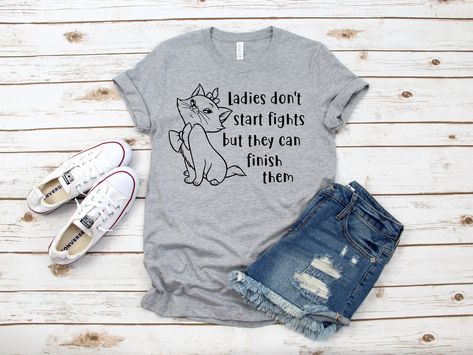 Lets Do This Disney Shirts, Mad Hatter Disney, Aristocats Shirt, Cat Tea Party, Disney T-shirts & Tank Tops, Marie Aristocats Merch, Cotton T-shirt With Character Print For Disney Trips, Disney Cricut, Disney Apparel