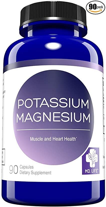 MD. Life Magnesium Potassium Supplement – 90 Capsules - High Absorption Magnesium Complex – Magnesium and Potassium for Vascular Health, Leg Cramps, Magnesium for Sleep – Non-GMO Potassium Supplement, Potassium Citrate, Magnesium For Sleep, Magnesium Aspartate, Best Magnesium, Potassium Vitamins, How To Relieve Migraines, Men's Vitamins, Calcium Vitamins