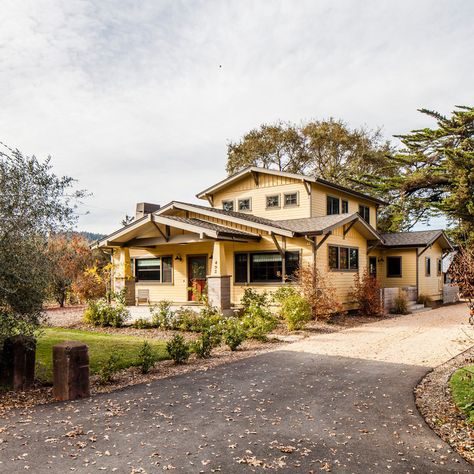 Project 1 - Craftsman - Exterior - Houston - by Paragon Homes, LLC | Houzz House Exterior Craftsman, Yellow House Exterior, Siding Styles, Craftsman Exterior, Yellow House, Yellow Houses, Maine House, Exterior Colors, House Exterior