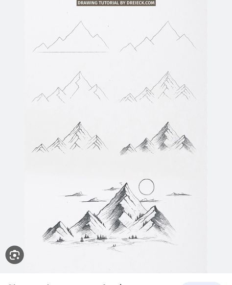 How To Draw A Mountain, Landscape Drawings Easy, Mountain Drawing Simple, Landscape Drawing Easy, Mountain Sketch, Surf Painting, Learn To Sketch, Mountain Drawing, Mountain Landscapes