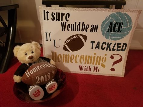 Volleyball And Football Hoco Proposals, Hoco Poster Ideas Homecoming Proposal Football, Hoco Proposals Ideas Volleyball Poster, Asking Out Poster Ideas Gf, Volleyball Themed Homecoming Proposal, Volleyball Homecoming Proposal Ideas, Cute Homecoming Proposals Football, Homecoming Proposal Volleyball, Volleyball Hoco Proposals Ideas