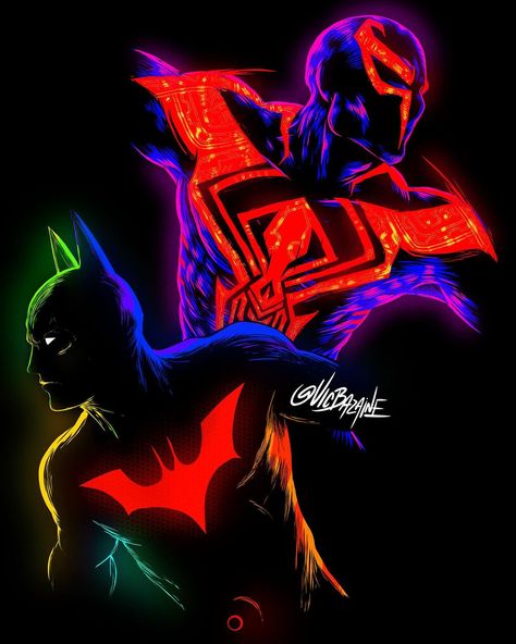 Batman Beyond Fanart, Spiderman 2099, Spider Man 2099, Justice League Unlimited, Batman Beyond, Batman Family, Gotham, Marvel Dc, Comic Art