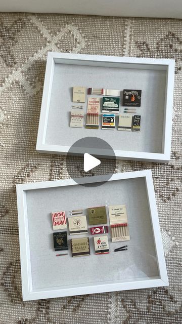 Clara Peirce on Instagram Shadowbox Diy, Old Restaurant, Diy Shadow Box, Matchbook Art, Matchbox Art, Apartment Ideas, Art Diy, Diy Art, Shadow Box