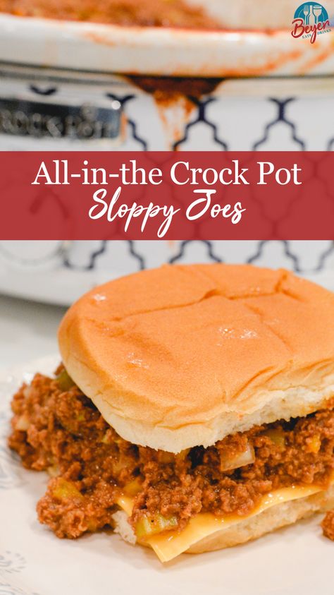 No need for precooking anything with this slow cooker sloppy joes recipe. Put all the ingredients in the crock pot and forget about it. This sloppy Joe recipe is made with ground beef, onions, bell peppers, celery, tomato soup, tomato paste, ketchup, mustard, brown sugar, barbecue sauce, and seasonings. Sloppy Joe Recipe Crock Pot, Crock Pot Sloppy Joes, Slow Cooker Sloppy Joes, Sloppy Joe Recipe, Sloppy Joes Easy, Joe Recipe, Sloppy Joes Recipe, Family Friendly Dinners, Comfort Food Recipes Dinners