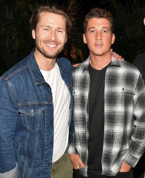 Glen Powell Miles Teller, Miles Teller And Glen Powell, Glen Miller, Glenn Powell, Glen Powell, 500 Miles, Miles Teller, Shirtless Men, Vintage Magazines