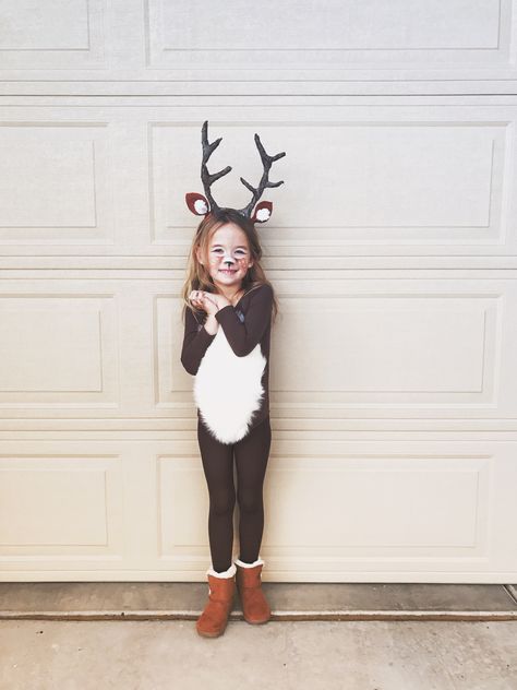 Little Girl Deer Costume Deer Costume Diy, Girl Deer Costume, Unicorn Halloween Costume, Reindeer Costume, Deer Costume, Baby Kostüm, Diy Kostüm, Costume For Kids, Christmas Costume