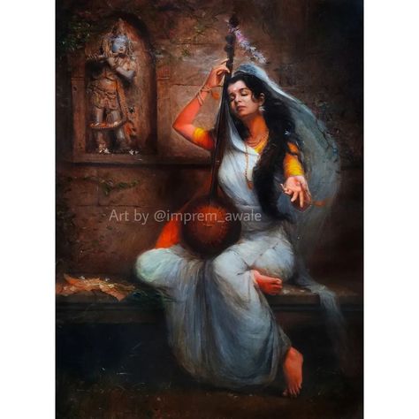 Meera Bai, Indian Art Gallery, Colorful Oil Painting, Lord Krishna Hd Wallpaper, Peace Illustration, Spiritual Artwork, Goddess Artwork, Female Art Painting, Krishna Radha Painting