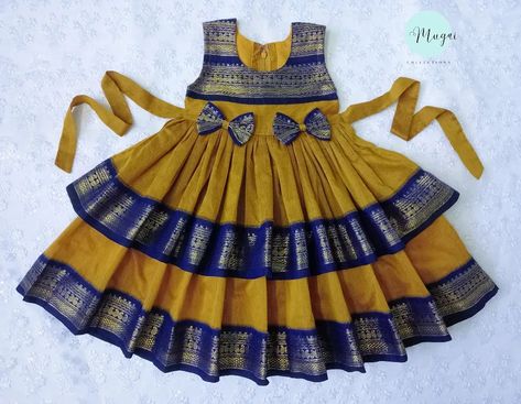 Traditional Frocks For Kids, Saree Frock Dresses For Kids, Kids Pattu Frock Designs, Pattu Frocks For Kids, Pattu Pavadai Designs, Cotton Frock, Cotton Frocks For Kids, Frocks For Kids, Kids Party Wear Dresses