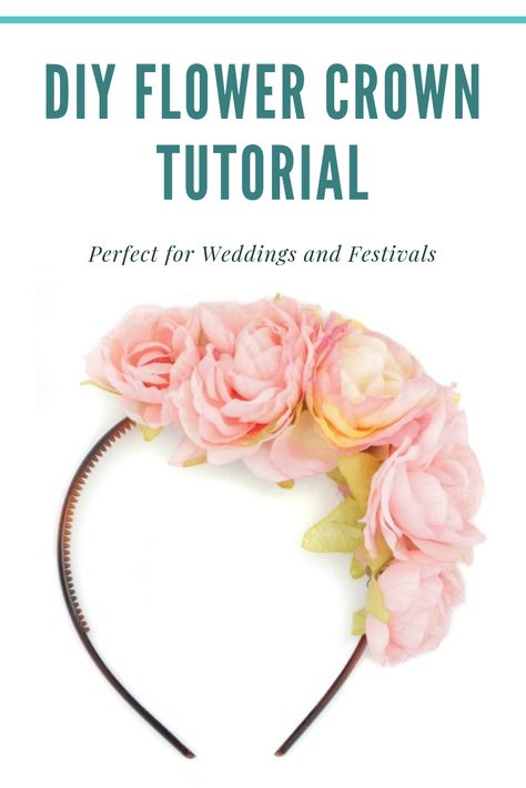 This flower crown has a twist. Instead of the traditional style, it's more like a fascinator. It's the perfect headpiece for a DIY wedding, festival season, or any time you want flowers in your hair. This easy to follow how to tutorial has photos of step by step instructions too. | Faux flowers | Silk floral | Fake flowers | will last Diy Flower Crown Tutorial, Fake Flowers Diy, Flower Crown Tutorial, Diy Floral Crown, Crown Tutorial, Flower Headband Diy, Floral Designs Arrangements, Crown Diy, Flowers In Your Hair