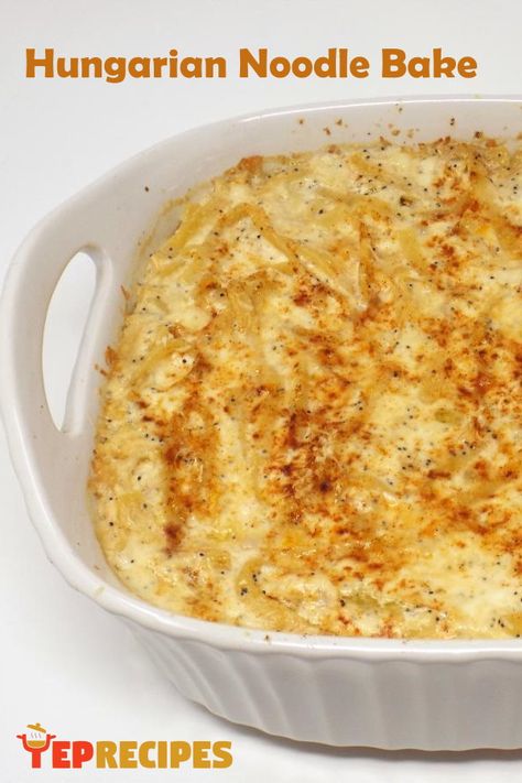 A casserole made of egg noodles, poppy seeds, cottage cheese and sour cream, a rich dish fit for a meal or a side. #yeprecipes #recipe #Hungarian #pasta #casserole Cottage Cheese Egg Noodle Bake, Hungarian Noodles With Cottage Cheese, Cottage Cheese Noodle Bake, Sour Cream Pasta, Egg Noodle Dishes, Egg Noodle Casserole, Hungarian Dishes, Shrimp Casserole, Recipes With Kidney Beans