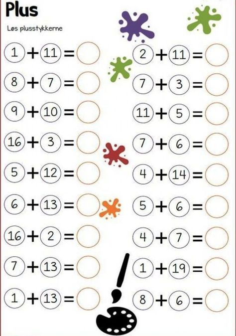 Calcul mintal 0 - 20 interactive worksheet for Grade 1. You can do the exercises online or download the worksheet as pdf. Taal Posters, Matematik Prasekolah, Math Coloring Worksheets, Math Addition Worksheets, Math Centers Kindergarten, Kids Math, Preschool Math Worksheets, 1st Grade Math Worksheets, Math Coloring