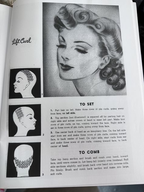 1940s Pin Curl Pattern, 1940s Roller Set Pattern, 1930s Hairstyles Tutorial, Vintage Pin Curl Pattern, 1930's Hairstyles, 1950 Hair, 1950 Hairstyle, 1950s Hair, Vintage Haircuts