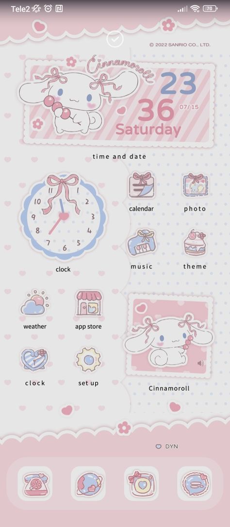 Kawaii Ios Homescreen, Layout Inspo Iphone, Madoka Homescreen, Kawaii Iphone Theme, Kawaii Iphone Layout, Sanrio Home Screen, Sanrio Phone Theme, Cute Iphone Theme, Home Screen Ideas Pink