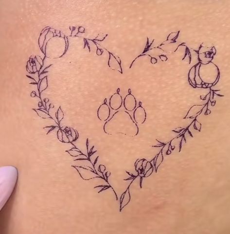 Dog Paw And Flower Tattoo, Dog Collar Tattoo, Tattoo Paw Print, Simple Cat Tattoo, First Time Tattoos, Line Art Simple, Silly Drawings, Cat Tattoo Ideas, Arm Sleeve Tattoos For Women