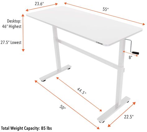 Stand Up Desk Office, Height Adjustable Workstation, Desk Dimensions, Ergonomic Desk, Computer Workstation, Stand Up Desk, Sit To Stand, White Shelves, Adjustable Desk