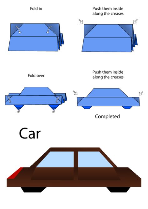 How To Make An Origami Car? - KidsPressMagazine.com Printable Origami, Diy Electric Car, Origami Car, Nouns Activities, Animal Intelligence, Car Diy, Paper Car, Activities For Boys, Paper Crafts Origami