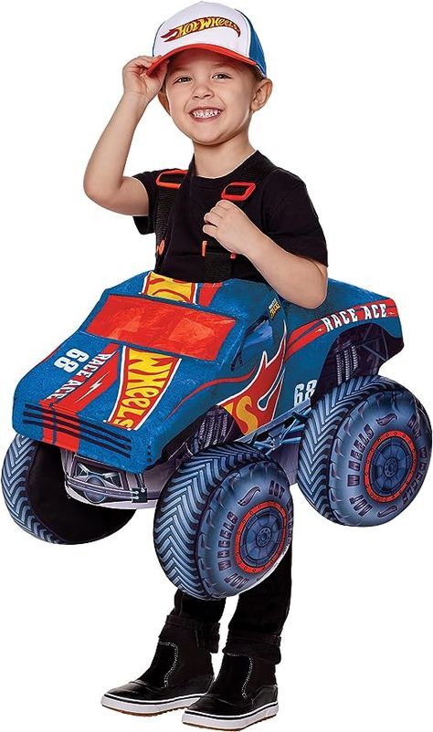 Spirit Halloween Hot Wheels Toddler Ride-Along Costume | Officially Licensed Cute Toddler Costumes, Hot Wheels Truck, Cars Halloween Costume, Truck Costume, Paw Patrol Costume, Cosplay Cute, Diy Toddler, Ride Along, Toddler Halloween Costumes