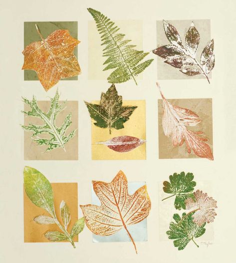 Use your imagination and creativity to create a garden of fantastic nature prints! Printing With Leaves, Mono Printing Ideas, Botanical Monoprinting, Leaf Printing Art Ideas, Leaf Monoprint, Nature Art Projects, Art Using Nature, Monoprint Tutorial, Monoprint Ideas