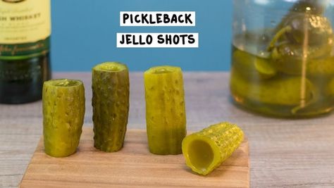 Pickleback Jello Shots - Tipsy Bartender Pickle Jello Shots, Pickle Jello, Pickle Back, Jello Shots Recipe, Whiskey Drinks Recipes, Jameson Whiskey, Jello Shot Recipes, Tipsy Bartender, Fourth Of July Food