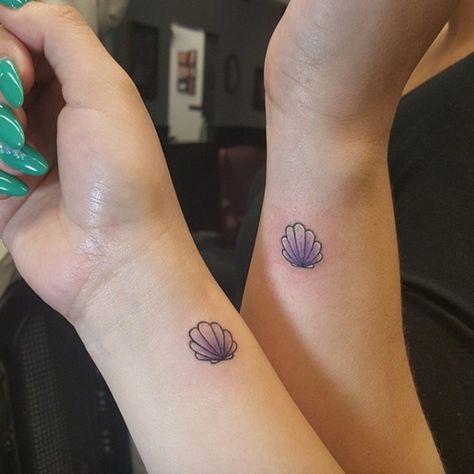 Friendship Tattoos Small, Friend Tats, Seashell Tattoo, Seashell Tattoos, Shell Tattoos, Sharpie Tattoos, Bff Tattoos, Friendship Tattoos, Best Friend Tattoos