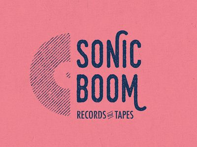 Sonic Boom Record Store Logo Podcast Logo Inspiration, Vinyl Logo Design, Record Store Branding, Record Store Logo, Record Logo, Record Label Logo, Personal Branding Inspiration, Vinyl Logo, Vinyl Store