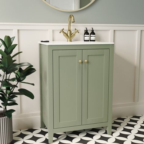 Green Bathroom Furniture, Shaker Vanity, Green Vanity, Freestanding Vanity Unit, Freestanding Vanity, Basin Unit, Small Vanity, Vanity Basin, Basin Vanity Unit