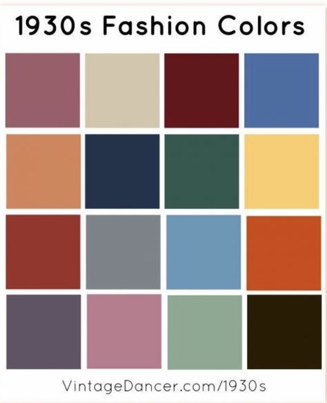 1940 Color Palette, 1930s Colour Palette, 1930 Color Palette, Vintage Circus Color Palette, 1940s Color Palette, 1930s Color Palette, 1950s Color Palette, 1930s Fashion Plates, Mens Tailoring