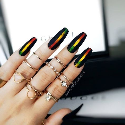 Nails Black Matte, Artistic Person, Nude Press On Nails, Rasta Nails, Press On Nails Black, African Colors, Nails Matte, Nail Remover, Nails Set