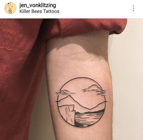 Cliff Tattoo, Cliffs Tattoo, Cliff Landscape, Melbourne Tattoo, Landscape Tattoo, B Tattoo, Tattoo Tattoo, Tattoo Idea, Tattoo Artist