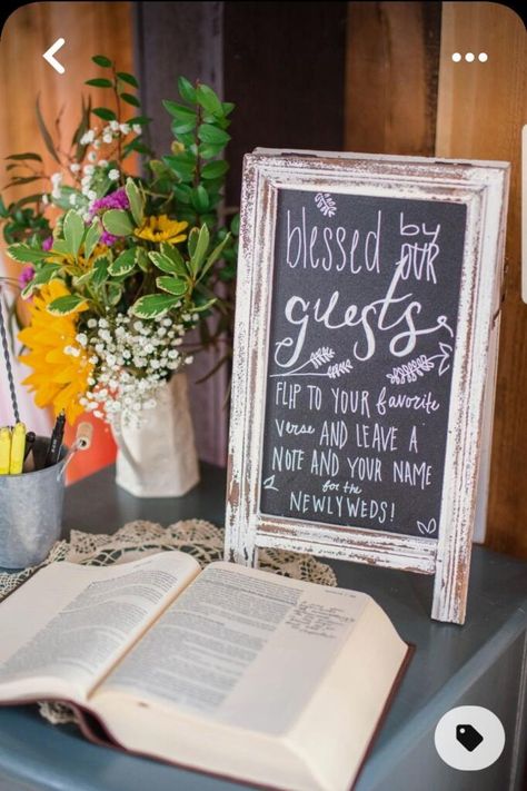 Bible Verse Wedding Guest Book, Different Wedding Guest Book Ideas, Wedding Guest Book Ideas Bible, Wedding Shower Guest Book Ideas, Bible For Wedding, Wedding Bible Guest Book, Christian Wedding Ideas, Bible Guest Book, Godly Wedding