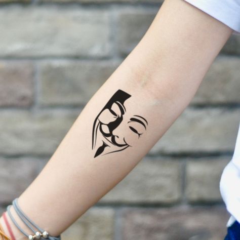 V For Vendetta Tattoo, Anonymous Tattoo, Vendetta Tattoo, Portrait Tattoo Design, Chaos Tattoo, Anonymous Mask, Trash Polka Tattoo, Mask Tattoo, V For Vendetta