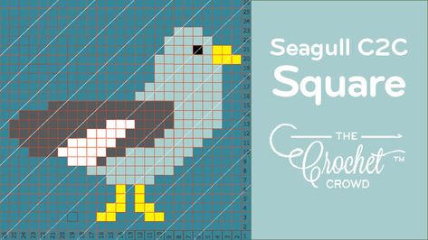 Match up this square with our other characters. This is the Crochet C2C Seagull Square. Complete the afghan with the beach bird. Seagull Knitting Chart, Twilight Crochet, Nautical Twilight, Crochet Graphgan, Conference Program, Afghans Crochet, Crochet Crowd, Corner To Corner Crochet, Animal Blanket