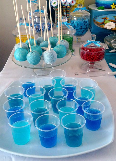 Sea Dessert, Sea Party Ideas, Clue Party, Sonic Birthday Parties, Sonic Party, Blue Birthday Parties, Bubble Guppies Birthday, Sonic Birthday, Sea Birthday Party