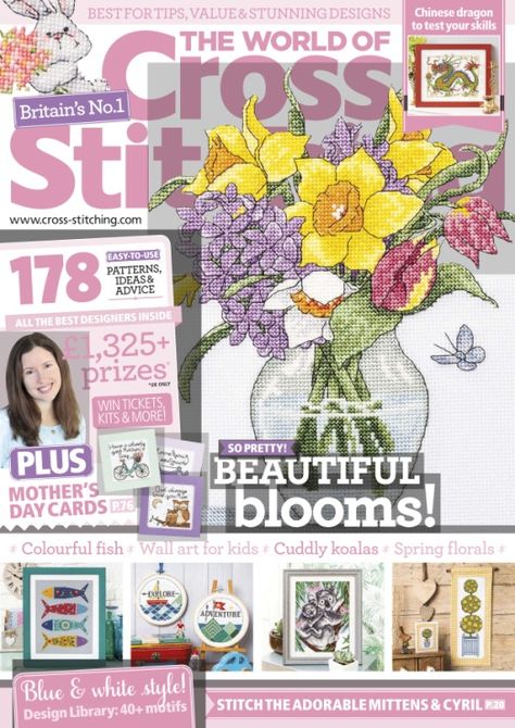 World Of Cross Stitching Magazine, Colourful Fish, The World Of Cross Stitching, Cross Stitch Magazines, Cross Stitch Books, Fish Wall Art, Blue Florals, Blue And White Style, Hobby Games