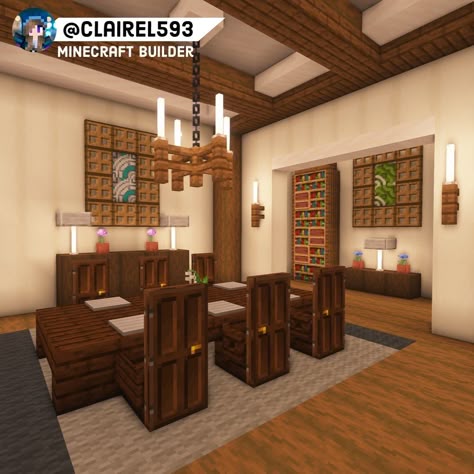 Ways To Decorate Minecraft House, Minecraft Meeting Room Ideas, Minecraft Dinning Room Design, Minecraft School Interior, Dining Table Minecraft, Minecraft Dining Room Ideas, Minecraft Inside Houses Ideas, Minecraft Dining Table, Minecraft Home Interior