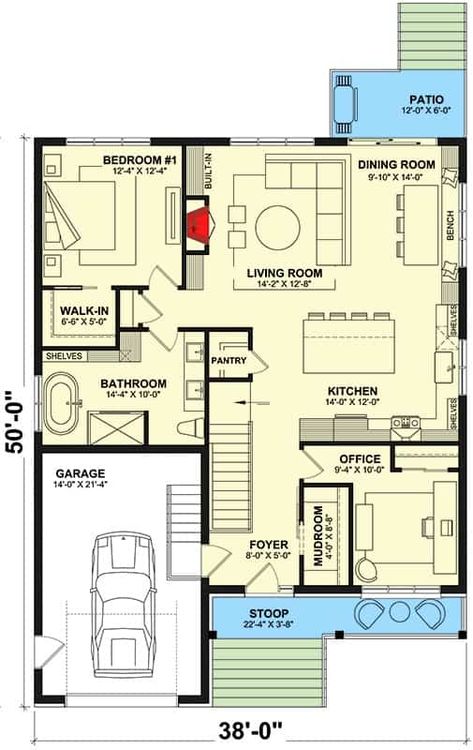 House Plan With Mudroom Entry, 3 Bedroom Office Floor Plans, Modern Country House Plans, Inlaw Suite Plans, Stone Skirt, Property Layout, Modern Country House, Medium House, Inlaw Suite