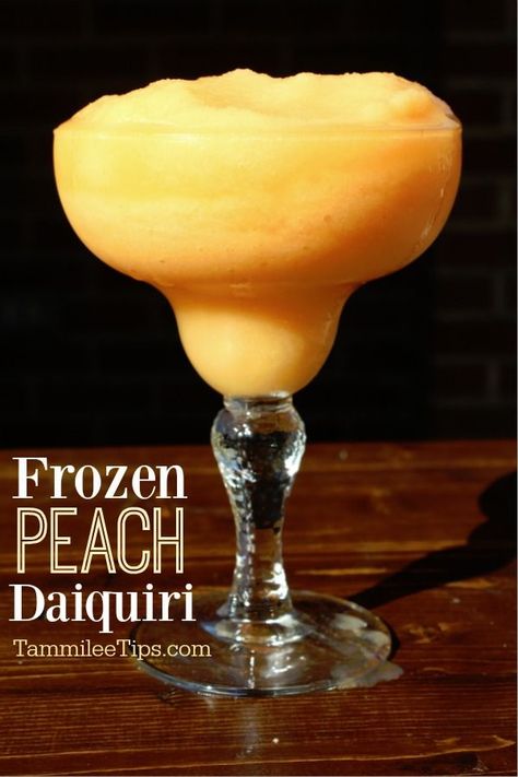 Super easy frozen peach daiquiri recipe made with fresh peaches perfect for a hot summer day. So dang easy to make you are going to love this recipe. #cocktail #recipe #daiquiri Peach Daiquiri Recipe, Cocktails With Malibu Rum, Resep Koktail, Peach Daiquiri, Daiquiri Recipe, Malibu Rum, Rum Cocktails, Fancy Drinks, Alcohol Drink Recipes