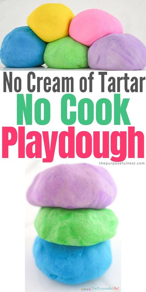 Homemade Play dough No Cook Playdough, Easy Play Dough, Easy Playdough Recipe, Cooked Playdough, Play Dough Recipe, Diy Playdough, Maluchy Montessori, Homemade Playdough Recipe, No Cook