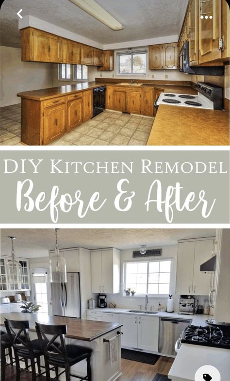 1970s Kitchen Remodel, Ranch House Remodel, Old Home Remodel, Kabinet Dapur, Diy Kitchen Renovation, Diy Kitchen Remodel, Homeward Bound, Dark Kitchen, Kitchen Remodel Before And After