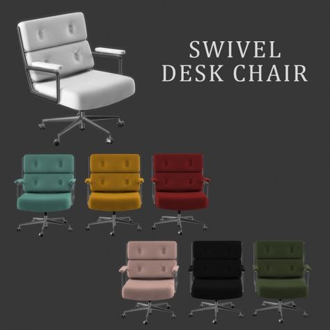 Objects: Swivel Chair from Leo 4 Sims • Sims 4 Downloads Sims 4 Office, Sims4 Furniture, Die Sims 4, Swivel Desk, The Sims 4 Pc, Sims 4 Bedroom, Sims 4 Clutter, The Sims 4 Packs, Swivel Chair Desk